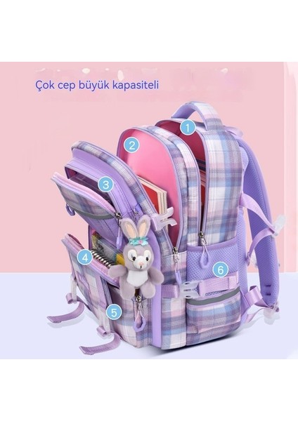 Su Geçirmez Büyük Kapasiteli Öğrenci Okul Çantası Kırtasiye Kutusu, Tavşan Kolye, Çıkartma Dahil (Yurt Dışından)