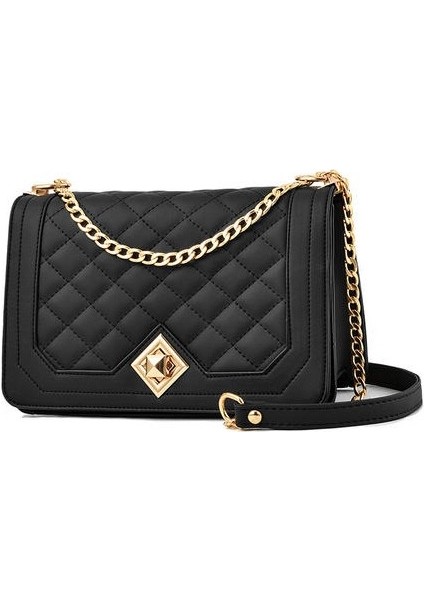 Pu Yumuşak Deri Rhombus Zinciri Küçük Kare Çanta, Retro Modaya Modaya Dönüştür Bag, Tek Omuzlu Messenger Çantası (Yurt Dışından)