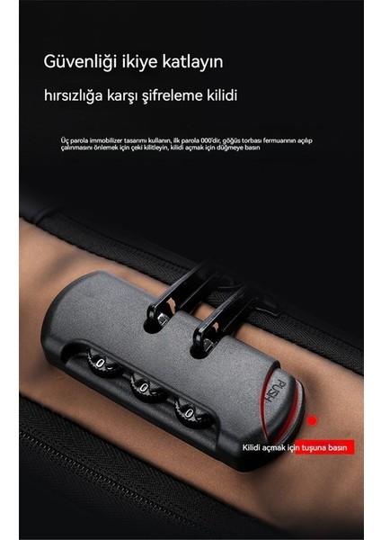 Erkek Göğüs Çantası Hırsızlık Şifresi Kilidi Tek Omuz Sırt Çantası Messenger Çanta Su Geçirmez Çanta Yaz Açık Lokomotif Göğüs Çantası (Yurt Dışından)