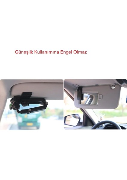 Güneşlik Tipi Araba Telefon Tutucu | 360° Döner Başlık | Kaymaz Klipsli Sabitleyici | Gps, Müzik, Navigasyon Için Güvenli Tutucu | Araç, Ev, Mutfak Kullanımına Uygun
