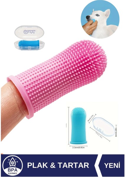 Evcil Hayvan Kedi Köpek Için Pembe Parmak Diş Fırçası Yumuşak Fırça Ağız Kokusu Diş Eti Bakımı