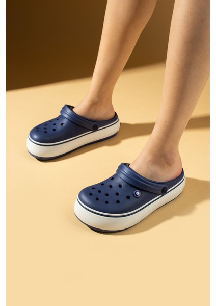 Beyaz Şeritli Yüksek Taban Comfort Eva Kadın Sandalet 011-812-25