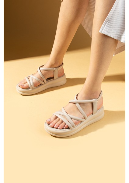 Yüksek Taban Arkası Lastikli Kadın Sandalet 57-285-24CILT