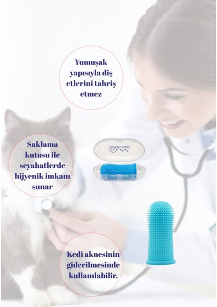 Evcil Hayvan Kedi Köpek Için Mavi Parmak Diş Fırçası Yumuşak Fırça Ağız Kokusu Diş Eti Bakımı