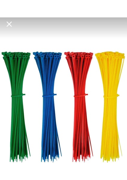 Plastik Renkli Cırt Kelepçe 3,6X15CM - 25'er Ad: Sarı-Yeşil-Kırmızı-Mavi -Kablo Bağı