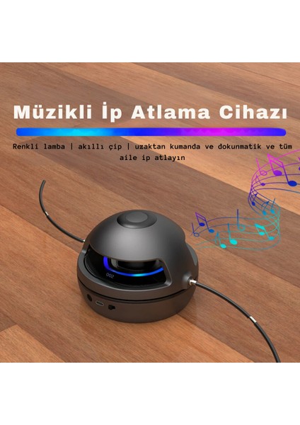Ip Atlama Aleti Ip Atlama Makinesi Şarjlı Kumandalı Bluetooth Hoparlörlü 10 Kademeli Fitness