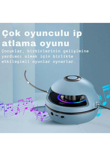 Ip Atlama Aleti Ip Atlama Makinesi Şarjlı Kumandalı Bluetooth Hoparlörlü 10 Kademeli Fitness