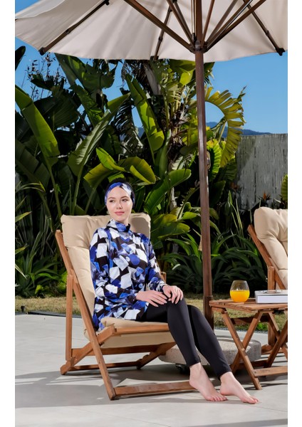 Hızlı Kuruyan Taytlı Likralı Desenli Tesettür Mayo 2520 modelleri