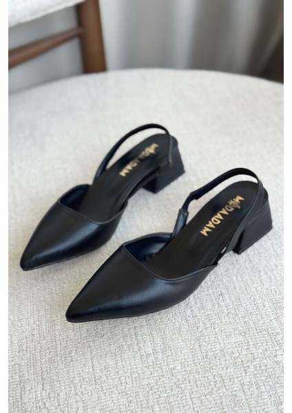 Kadın Monaco Kısa Topuklu Ayakkabı - Siyah-Deri fiyatları