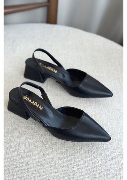 Kadın Monaco Kısa Topuklu Ayakkabı - Siyah-Deri modelleri