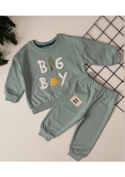 Babycoy Big Boy Yazılı Su Yeşili Erkek Bebek 2'li Takım