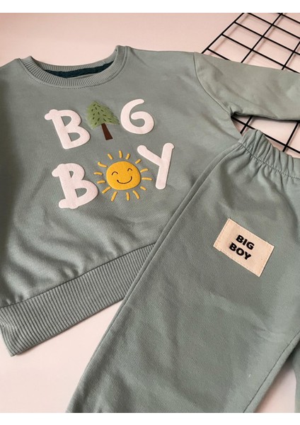 Babycoy Big Boy Yazılı Su Yeşili Erkek Bebek 2'li Takım modelleri
