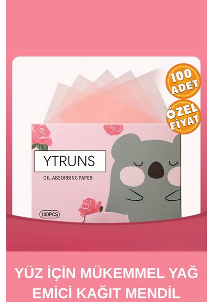 Gül Yağlı Ciltler Için Yüz Mendili Yağ Kontrol Kağıdı Yağ Emici Kağıt Unisex Oil Control Paper