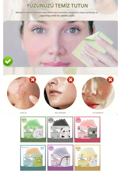 Gül Yağlı Ciltler Için Yüz Mendili Yağ Kontrol Kağıdı Yağ Emici Kağıt Unisex Oil Control Paper