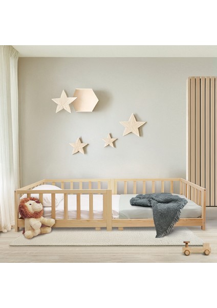KCB351 Doğal Ahşap Montessori Yer Yatağı 90 x 190 cm (90 x 200 cm 'YE Dönüştürülebilir)