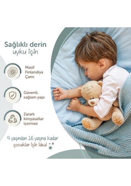 KCB351 Doğal Ahşap Montessori Yer Yatağı 90 x 190 cm (90 x 200 cm 'YE Dönüştürülebilir)
