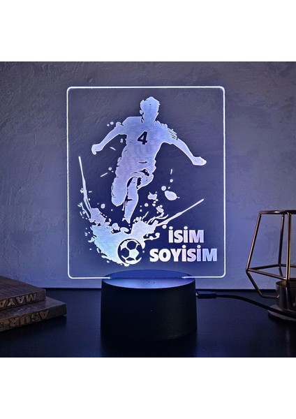 Kişiye Özel Gece Lambası. 16 Renk+ Dokunmatik ve Uzaktan Kumandalı Işık. Futbol Sevenler Için Mükemmel Bir Hediye.