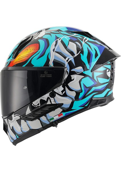 Sw 868 Cannibal Black Blue Full Face Güneş Vizörlü Motosiklet Kaskı - M