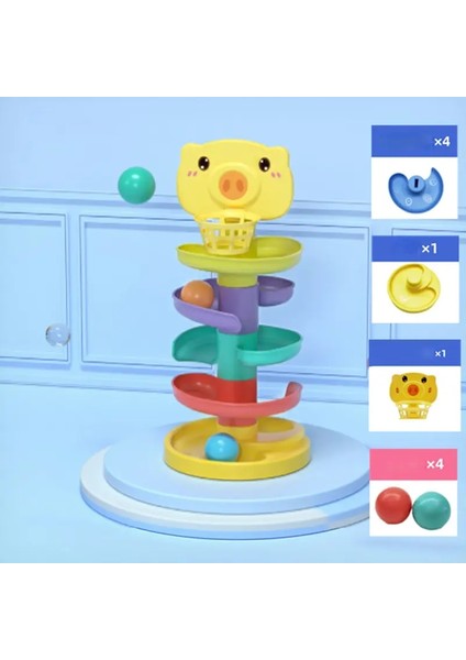 Toddler Için Top Damla Oyuncak 1-3 Montessori Istifleme Kulesi Oyuncak Bebek Geliştirme Oyunları Eğitim Öğrenme Etkinliği Doğum Günü Hediye Rengi: 5 Katman Domuz (Yurt Dışından)