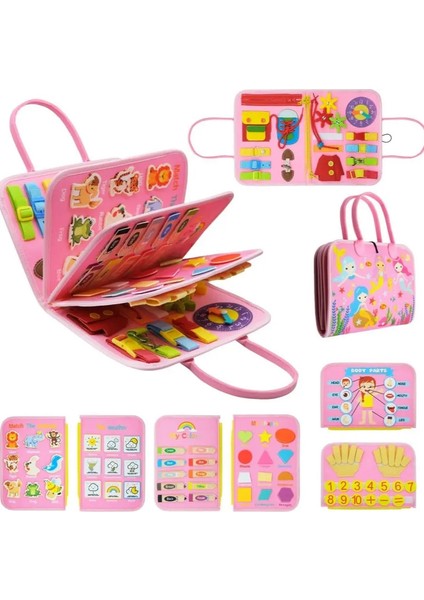 1 Adet Montessori Meşgul Kurulu, Çok Işlevli Okul Öncesi Eğitim Oyuncağı, Taşınabilir Seyahat Tasarımı, Çocuk Ince Motor Eğitimi, Renk: Pink-2 (Yurt Dışından)