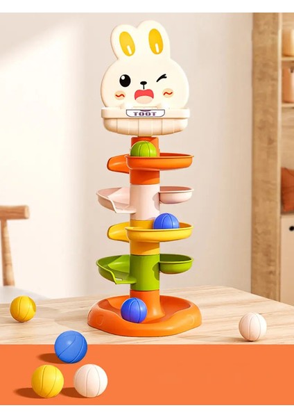 Montessori Bebek Oyuncaklar Yuvarlanan Top Kazık Kule Parmak Beceri Eğitimi Eğitim Geliştirme Oyunları Babyrotating Istifleme Kulesi Toycolor: 3 Katman Tavşan (Yurt Dışından)