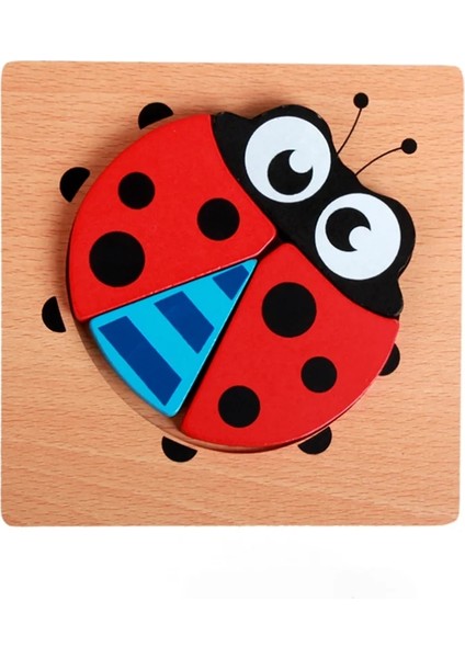 Ahşap 3D Oyuncaklar Bulmaca Karikatür Hayvanlar Erken Öğrenme Biliş Zekası Bulmaca Oyunu Renkli Montessori Oyuncaklar Noel Hediyeleri Renk: Ladybird (Yurt Dışından)