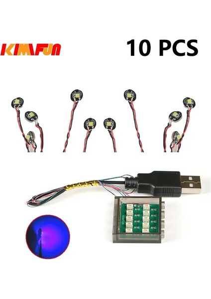 10PCS 0.8mm Pin Rgb LED Yapı Taşları USB Lamba Dıy Street Light City Elektrikli Dekorasyon 1x1 Tuğla Oyuncak Uyumlu Tüm Markalar Renk: 10PCS12202222-B (Yurt Dışından)