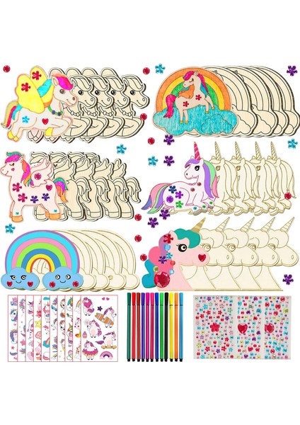 386PCS 18PCS Unicorn Ahşap, 354 Rhinestones, 12 Renkli Kalem, 2 Çıkartma, Erkekler/kızlar Dıy Craftscolor: Multicoor (Yurt Dışından)