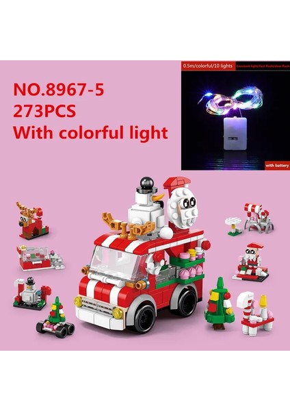 6'da 1 Yükseltilmiş Noel Serisi Yapı Taşları Işık Yaratıcı Kış Village House Dıy Tuğla Oyuncakları Çocuklar Için Xmas Hediye Kol: 8967-8 (A Işık) (Yurt Dışından)