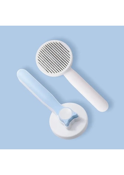 Pet Tarak 1ADET Tüy Bakım Kedi Köpek Saç Fırçası Paslanmaz Çelik Pimli Tarak Masaj Banyo Temizliği Tek Dokunuşlu Kendiliğinden Temizlenen Aksesuarlar Renk:mavi (Yurt Dışından)