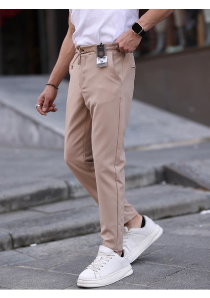 Erkek Casual Double Kumaş Yan Lastik Jogger Pantolon