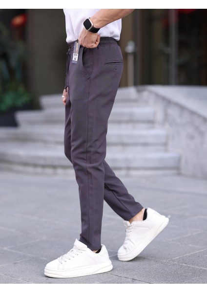 Erkek Casual Double Kumaş Yan Lastik Jogger Pantolon