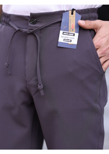 Erkek Casual Double Kumaş Yan Lastik Jogger Pantolon