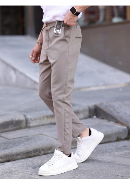Erkek Casual Double Kumaş Yan Lastik Jogger Pantolon