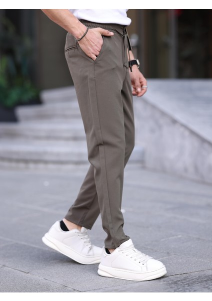 Erkek Casual Double Kumaş Yan Lastik Jogger Pantolon