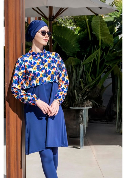 Tam Kapalı Crop Model Çiçek Desenli Tesettür MAYO-2523