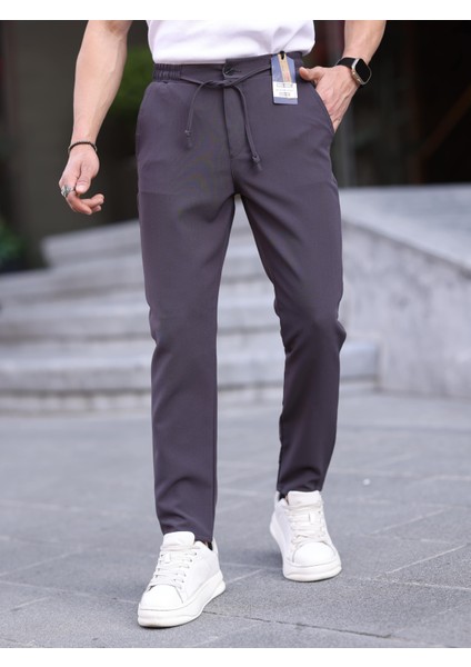 Erkek Casual Double Kumaş Yan Lastik Jogger Pantolon