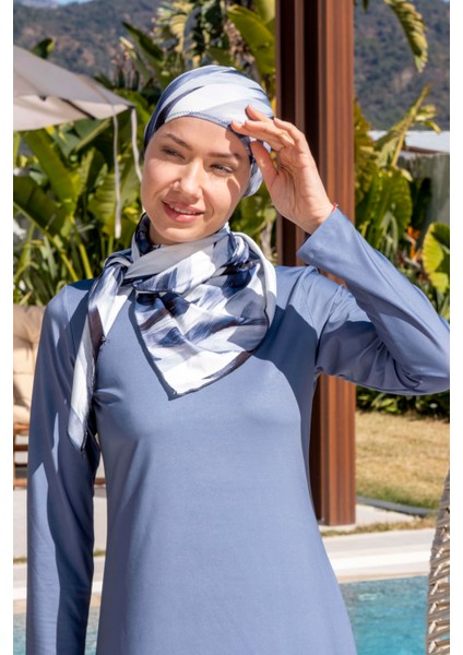 Bol Pantolonlu Tam Kapalı Desenli Tesettür Mayo - 2533 modelleri