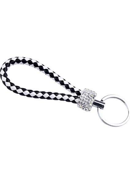 1 Adet Pu Deri Örgülü Dokuma Halat Anahtarlık Glitter Rhinestones Anahtarlık Erkekler Kadınlar Için Çok Kullanımlı Araba Anahtar Tutucu Charms (Yurt Dışından)