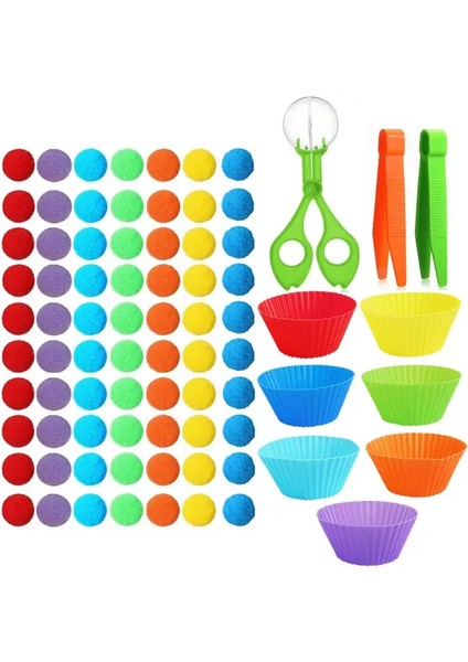 70-81PCS Sıralama Eşleştirme Sayma Oyuncak Cımbız Makasları Klipler Ince Motor Becerileri Kullanış (Yurt Dışından)