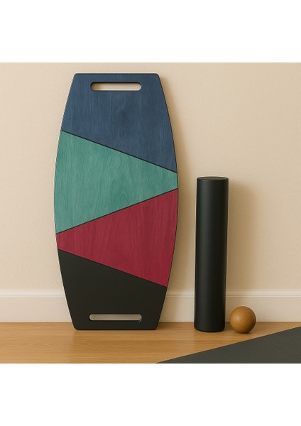 Denge Tahtası Balance Board Çift Fonksiyonlu Gym Board Rocket Board 73 x 31 cm Kahverengi