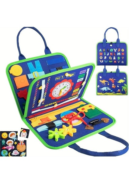 1 Adet Montessori Meşgul Tahtası, Çok Fonksiyonlu Okul Öncesi Eğitim Oyuncağı, Taşınabilir Seyahat Tasarımı, Çocuk Ince Motor Eğitimi, Renk: Mavi-1 (Yurt Dışından)