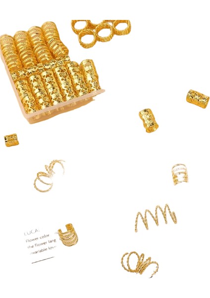 50PCS Kalp Şeklindeki Unsurlar Saç Halkaları Kadın Saç Örgüsü Dekorasyon Punk Parti Aksesuarları, Saç Braidmetal Renk Için Alaşım Loc Takı: Altın (Kutu Olmadan) (Yurt Dışından)