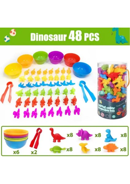 Montessori Malzeme Gökkuşağı Sayısı Ayı Matematik Oyuncakları Hayvan Dinozoru Renk Sıralama Oyunları Çocuklar Eğitim Duyusal Toycolor: Çok Rolör (Yurt Dışından)