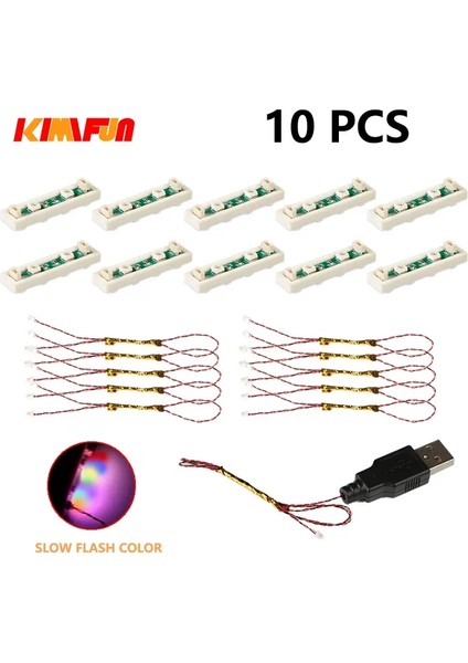 10PCS 0.8mm Pin Rgb LED Yapı Taşları USB Lambası Dıy Street Light City Elektrikli Dekorat 1x1 Tuğla Oyuncak Uyumlu Tüm Markalar Renk: 10PCS1220221-RGB (Yurt Dışından)