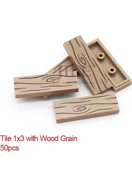 50PCS Moc Karo 1x4 1x3 Tablet Ahşap Taneli Tehlike Çizgileri Desen Diy Yapı Taşları Tuğlalar 2431 63864 ile Uyumlu: 1X3KHAKI 50PCS (Yurt Dışından)