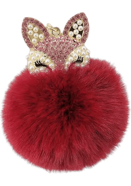 Sevimli Mini Tilki Kolye Anahtarlıklar Kadınlar Için Kızlar Kabarık Kürk Anahtarlık Zincirleri Ponpon Topu Rhinestone Araba Anahtarlık Tutucu Charm Çanta (Yurt Dışından)