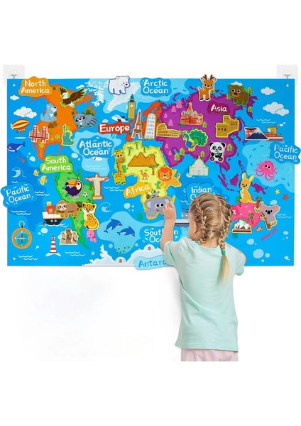 Zoom Animal Felt Story Board Montessori Erken Öğrenme Oyuncak Temalı Hikaye Anlatma Flanel Oyuncaklar Etkileşimli Oyun Duvar Asma Hediye Sakolu: Dünya Hayvanları (Yurt Dışından)
