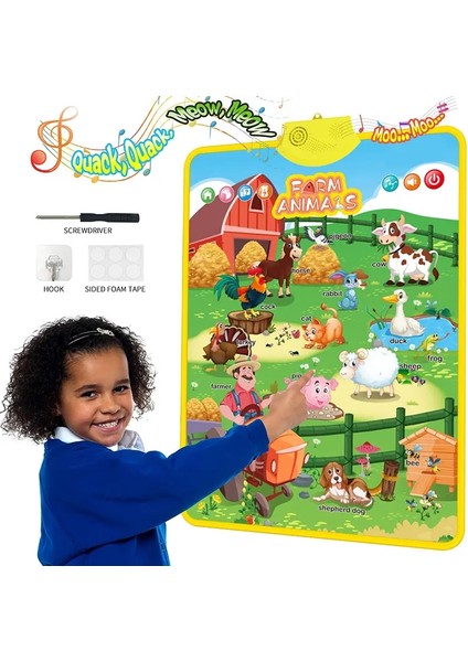 Ingilizce Alfabe Duvar Grafiği Konuşan Abc Mektupları 123S Müzik Poster Yürümeye Başlayan Çocuklar Için Eğitim Öğrenme Oyuncak Hediyeler Renk: Çiftlik Hayvanları (Yurt Dışından)