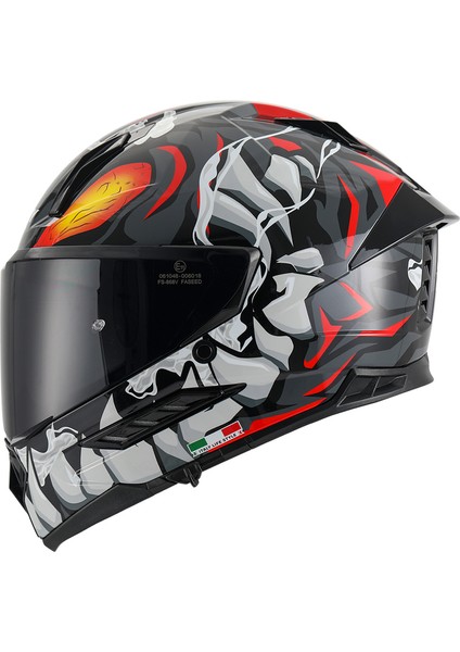 Sw 868 Cannibal Black Grey Red Güneş Vizörlü Full Face Motosiklet Kaskı - L